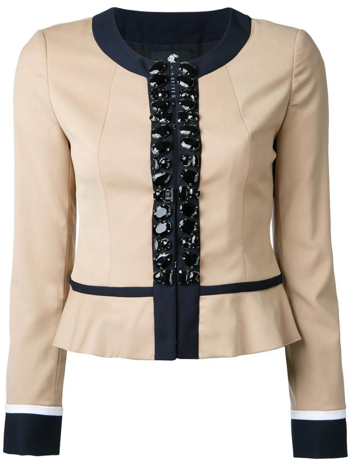Loveless Embellished Cropped Jacket, Women's, Size: 36, Nude/neutrals, Polyester/polyurethane/rayon