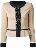 Loveless Embellished Cropped Jacket, Women's, Size: 36, Nude/neutrals, Polyester/polyurethane/rayon