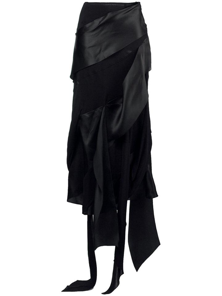Christian Lacroix Vintage Asymmetric Draped Midi Skirt - Black