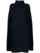 Jil Sander Speckled Knitted Cape Dress - Blue