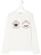 Kenzo Kids - Winking Eye Print T-shirt - Kids - Cotton/spandex/elastane - 14 Yrs, Nude/neutrals