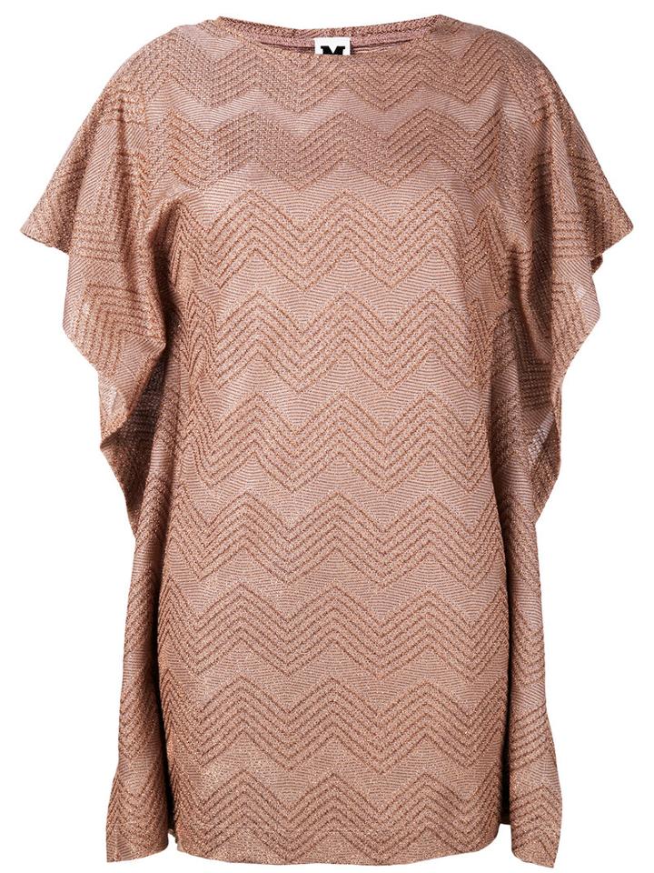 M Missoni - Zig-zag Mini Dress - Women - Cotton/polyamide/polyester/metallic Fibre - Xs, Brown, Cotton/polyamide/polyester/metallic Fibre