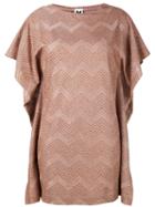 M Missoni - Zig-zag Mini Dress - Women - Cotton/polyamide/polyester/metallic Fibre - Xs, Brown, Cotton/polyamide/polyester/metallic Fibre