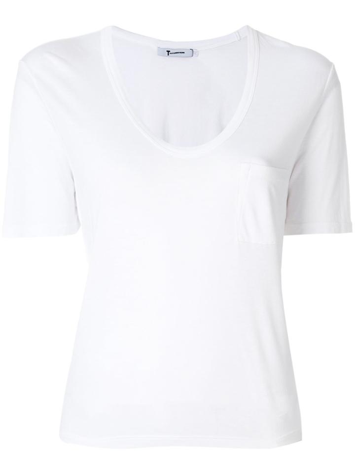 T By Alexander Wang Cropped T-shirt With Pocket - White