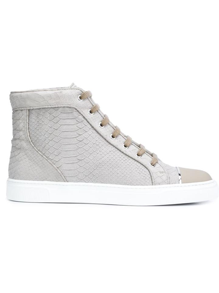 Louis Leeman Snakeskin Effect Hi Tops, Men's, Size: 44, Brown, Calf Leather
