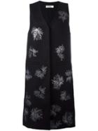 Jil Sander Sleeveless Embroidered Coat, Women's, Size: 36, Black, Virgin Wool/polyamide/polyester