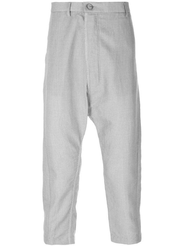 Taichi Murakami Grid Print Drop-crotch Trousers - Grey