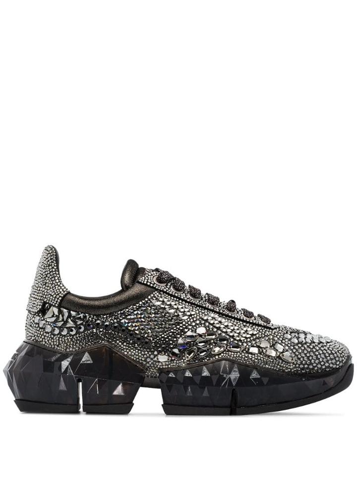 Jimmy Choo Diamond Chunky Embellished Sneakers - Grey