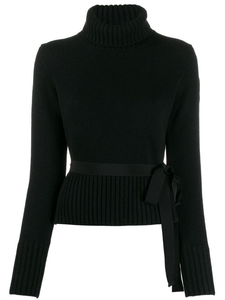 Moncler Tie Waist Roll Neck Jumper - Black