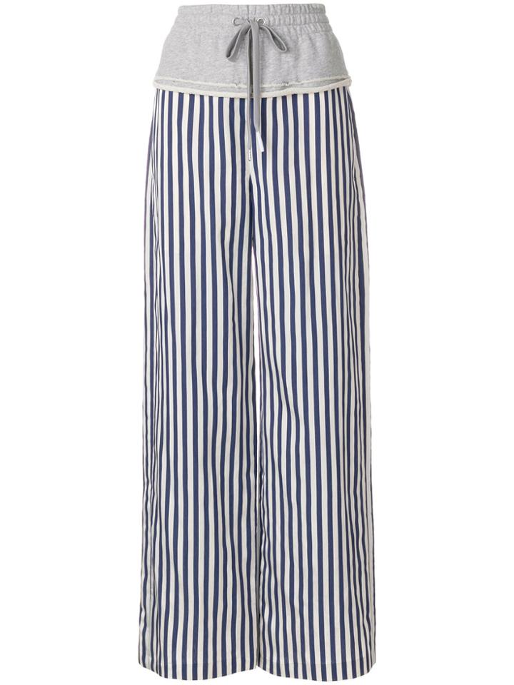 T By Alexander Wang Striped Combo Palazzo Pants - Blue