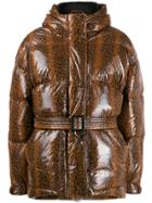 Ienki Ienki Patent Snake-effect Puffer Jacket - Brown