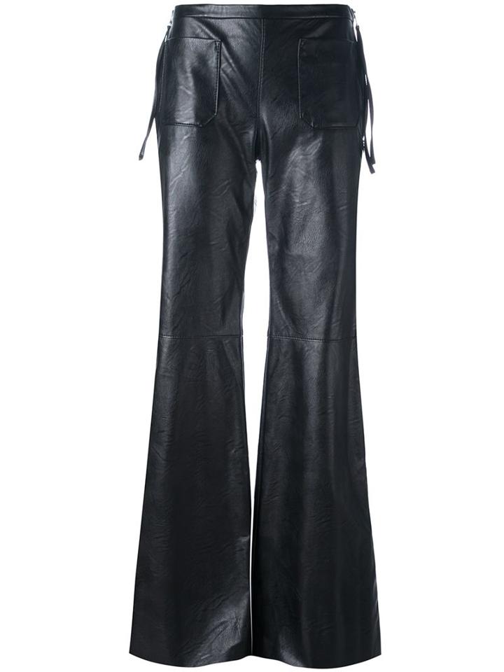 Mm6 Maison Margiela Flared Trousers, Women's, Size: 42, Black, Cotton/polyurethane/viscose