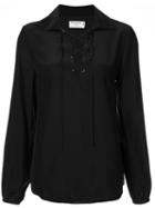 Frame Denim Lace-up Blouse, Women's, Size: Small, Black, Silk