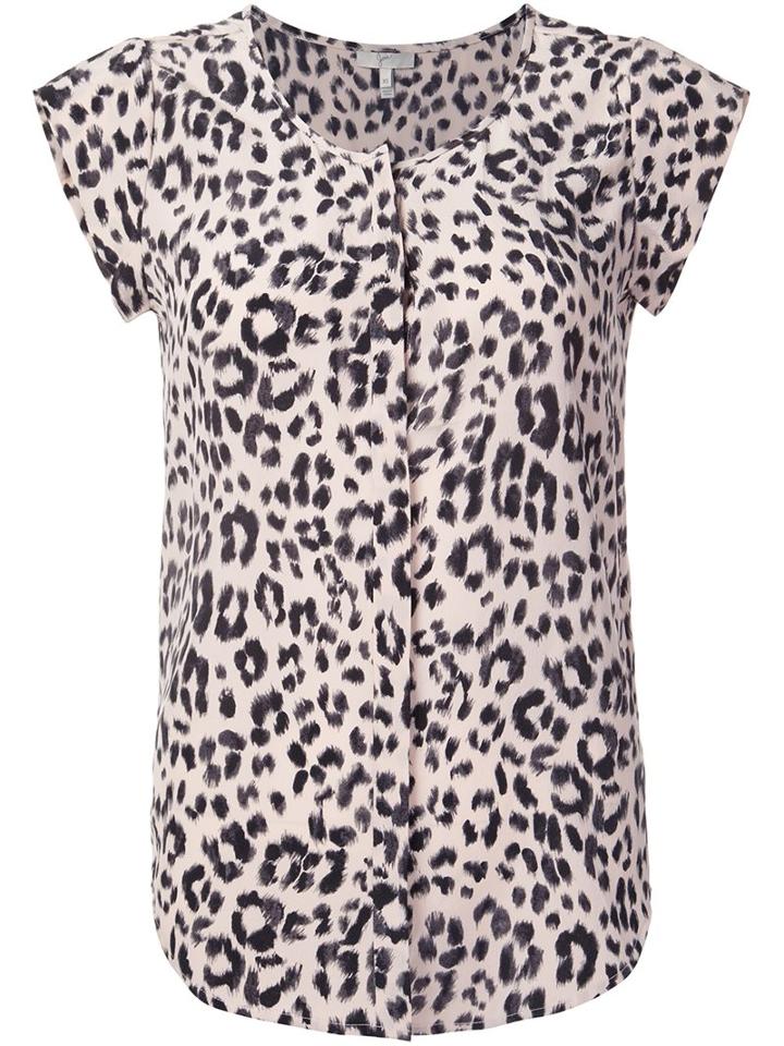 Joie Leopard Print Shortsleeved Blouse
