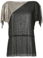Versace Vintage Draped Shortsleeved Metallic Blouse