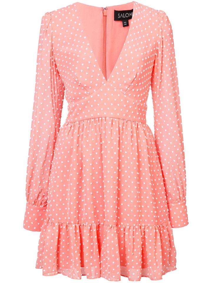 Saloni Polka Dot Ruffle Mini Dress - Pink & Purple