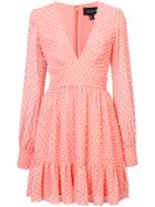 Saloni Polka Dot Ruffle Mini Dress - Pink & Purple