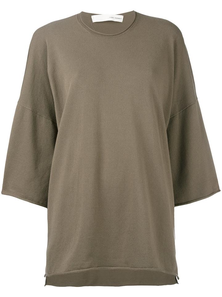 Isabel Benenato - Wide Sleeve Boxy Top - Women - Spandex/elastane/viscose - 46, Women's, Brown, Spandex/elastane/viscose