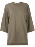 Isabel Benenato - Wide Sleeve Boxy Top - Women - Spandex/elastane/viscose - 46, Women's, Brown, Spandex/elastane/viscose
