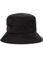 Kijima Takayuki Strap Detail Bucket Hat, Men's, Black, Cotton/calf Leather