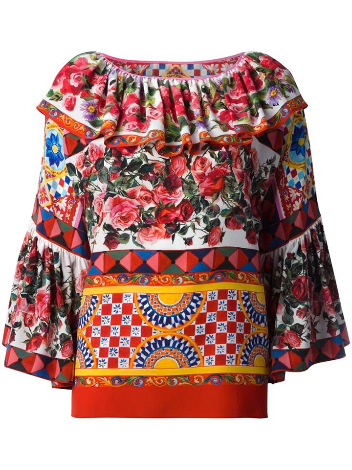 Dolce & Gabbana Mambo Print Peasant Blouse - Multicolour