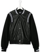Neil Barrett Teen Striped Bomber Jacket - Black