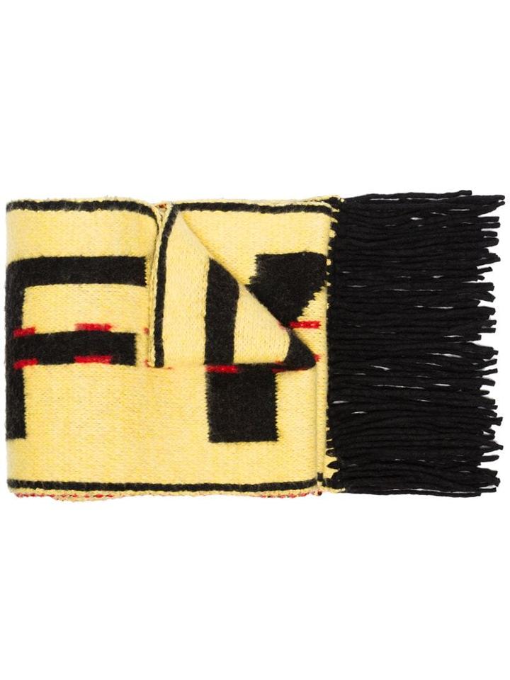 Off-white Contrast Logo Scarf - Yellow