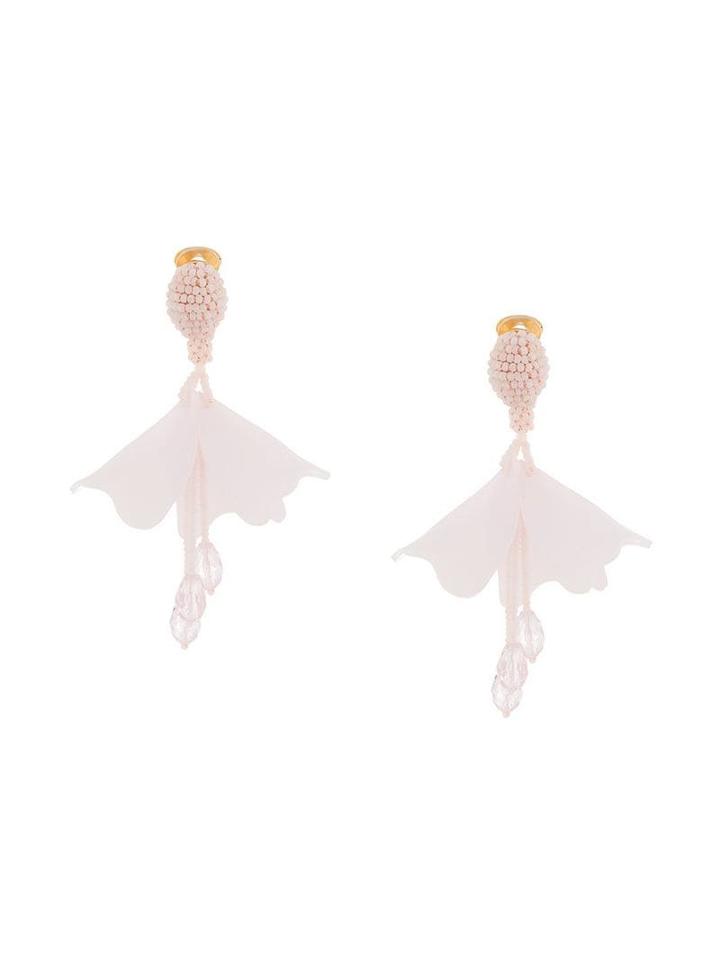 Oscar De La Renta Beaded Flower Earrings - Pink