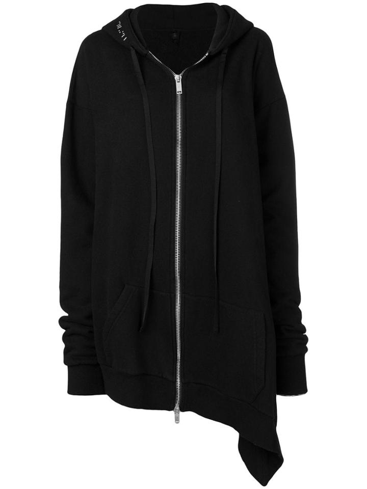 Unravel Project Asymmetric Zip Hoodie - Black