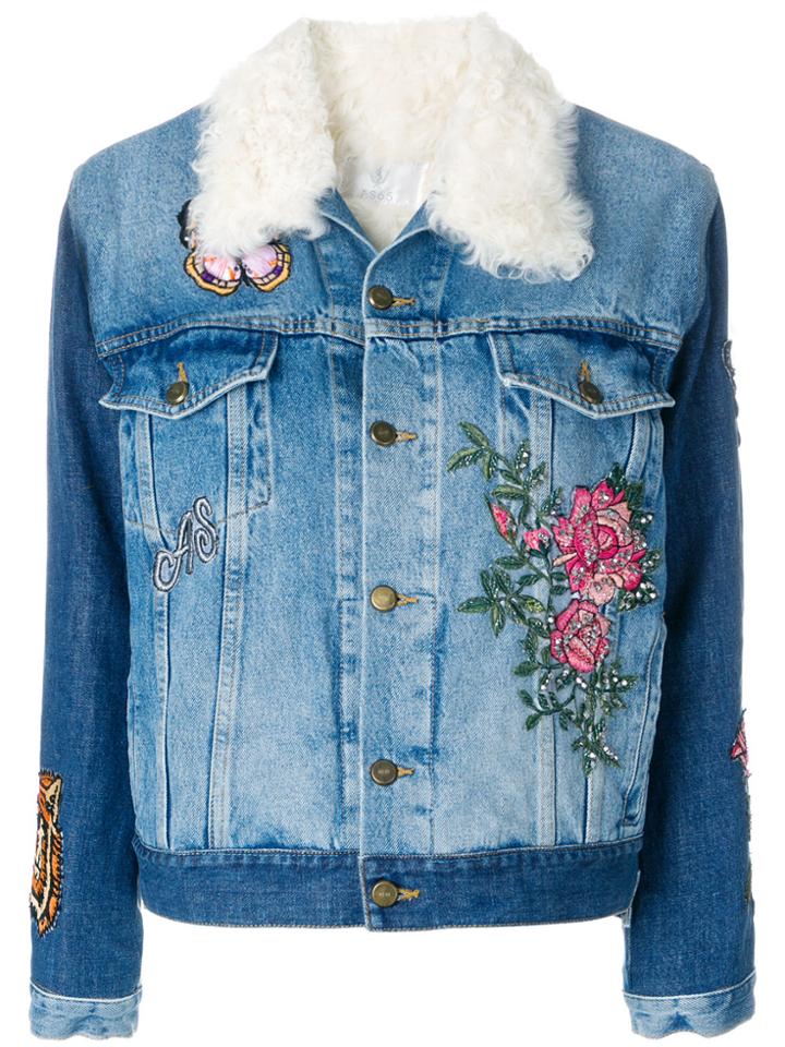 As65 Patch Detail Denim Jacket - Blue