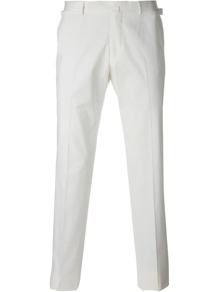 Ermenegildo Zegna Tailored Trousers, Men's, Size: 54, White, Cotton