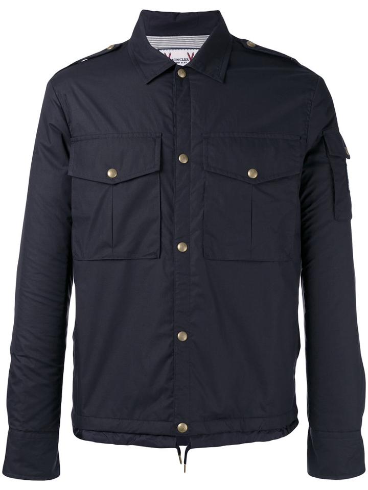 Moncler Gamme Bleu Snap Button Jacket, Men's, Size: 2, Blue, Cotton/feather Down/cupro