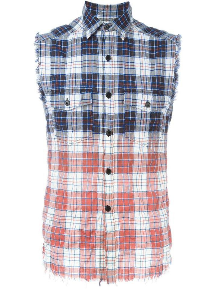Saint Laurent Checked Sleeveless Shirt