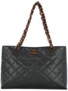 Chanel Vintage Quilted Tote Bag - Black