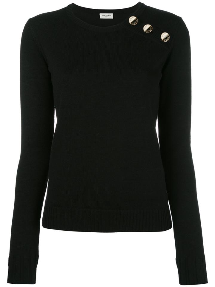Saint Laurent Button Neck Sweater - Black