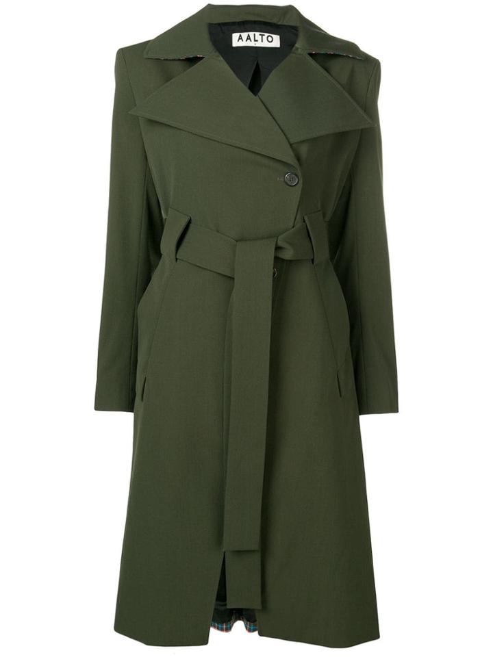 Aalto Contrasting Panels Trench Coat - Green