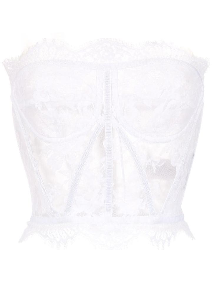Dolce & Gabbana Strapless Lace Top - White