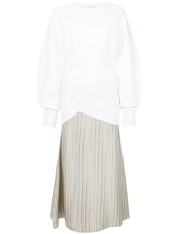 Esteban Cortazar Contrast Flared Midi Dress - White