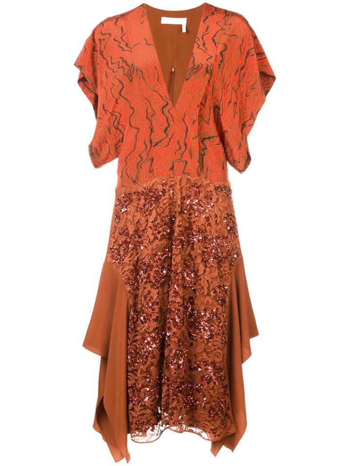 Chloé Sequinned Lace Dress - Red