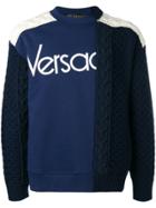 Versace Jersey And Knit Sweater - Blue