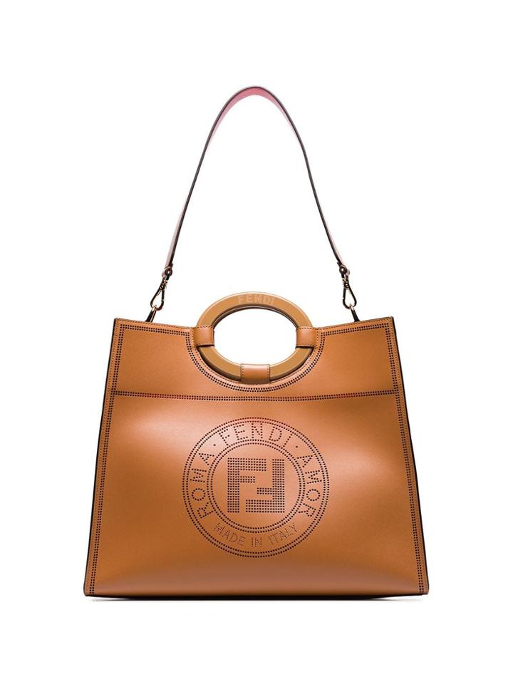 Fendi Medium Runaway Perforated Tote - Brown