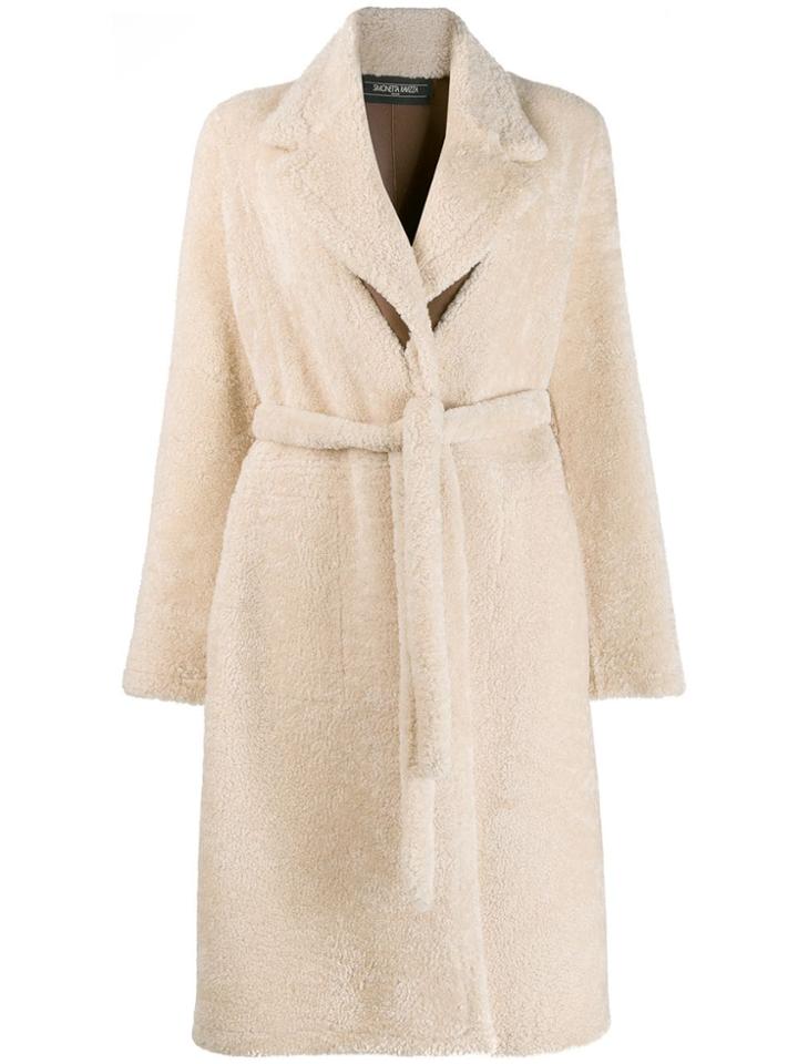 Simonetta Ravizza Shearling Long Coat - Neutrals