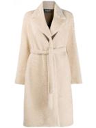 Simonetta Ravizza Shearling Long Coat - Neutrals