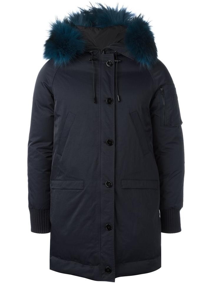 Kenzo Fur Hooded Parka, Men's, Size: Medium, Blue, Acrylic/nylon/racoon Fur