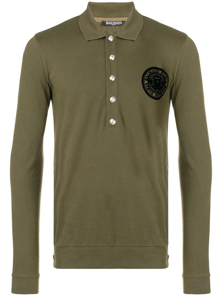 Balmain Logo Patch Sweatshirt - Green