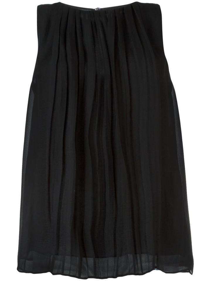 Etro Pleated Tank Top, Women's, Size: 44, Black, Silk