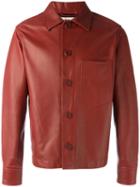 Marni Boxy Leather Jacket, Men's, Size: 46, Red, Lamb Skin/cotton