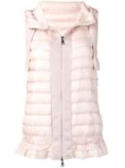 Moncler Frill-trim Padded Gilet - Pink