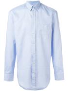 Emporio Armani Embroidered Logo Shirt, Men's, Size: 41, Blue, Cotton