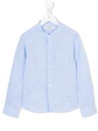 Paolo Pecora Band Collar Shirt, Kids Unisex, Size: 6 Yrs, Blue, Linen/flax